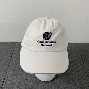 Oasis Aviation Network Baseball Hat Mens Adjustable Off White Black Strapback